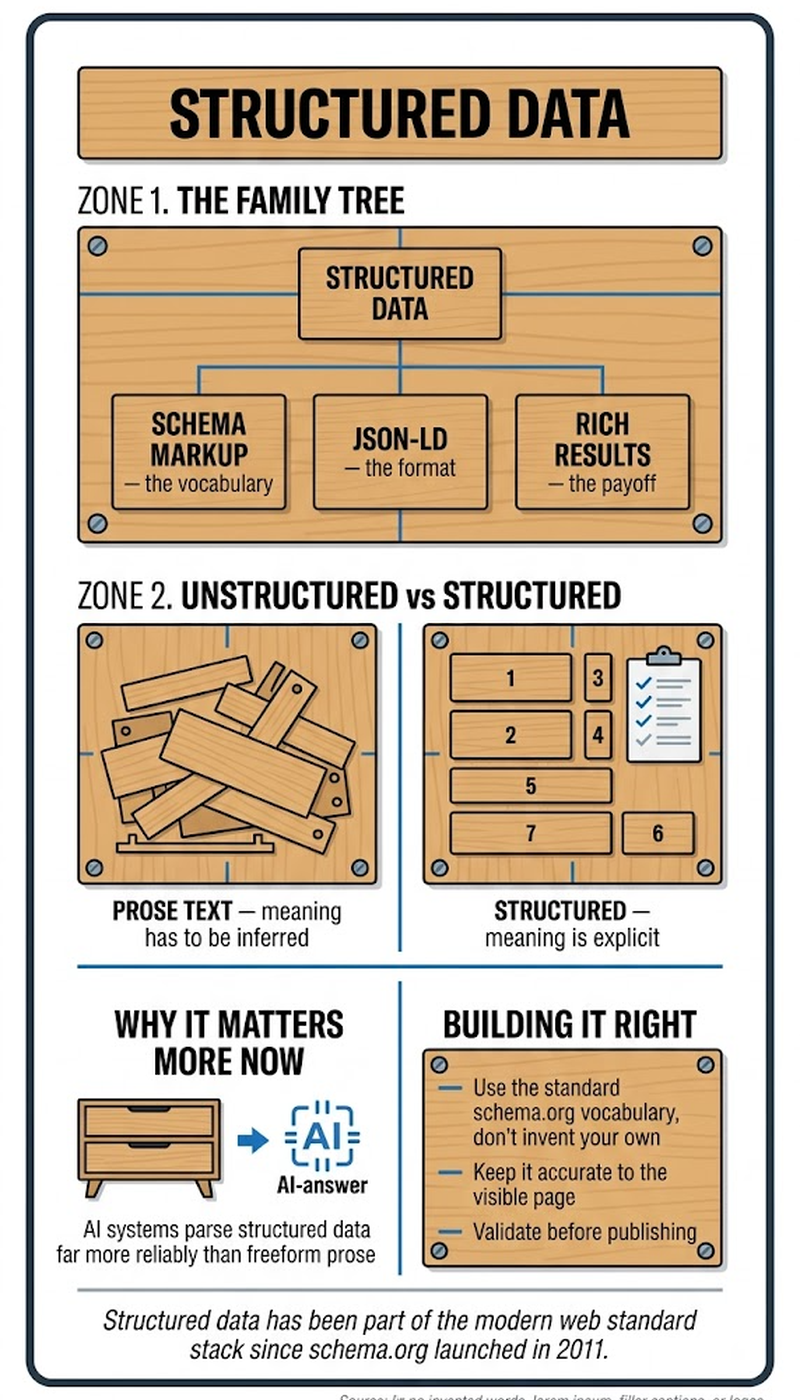 The three structured data formats compared: JSON-LD, Microdata, and RDFa