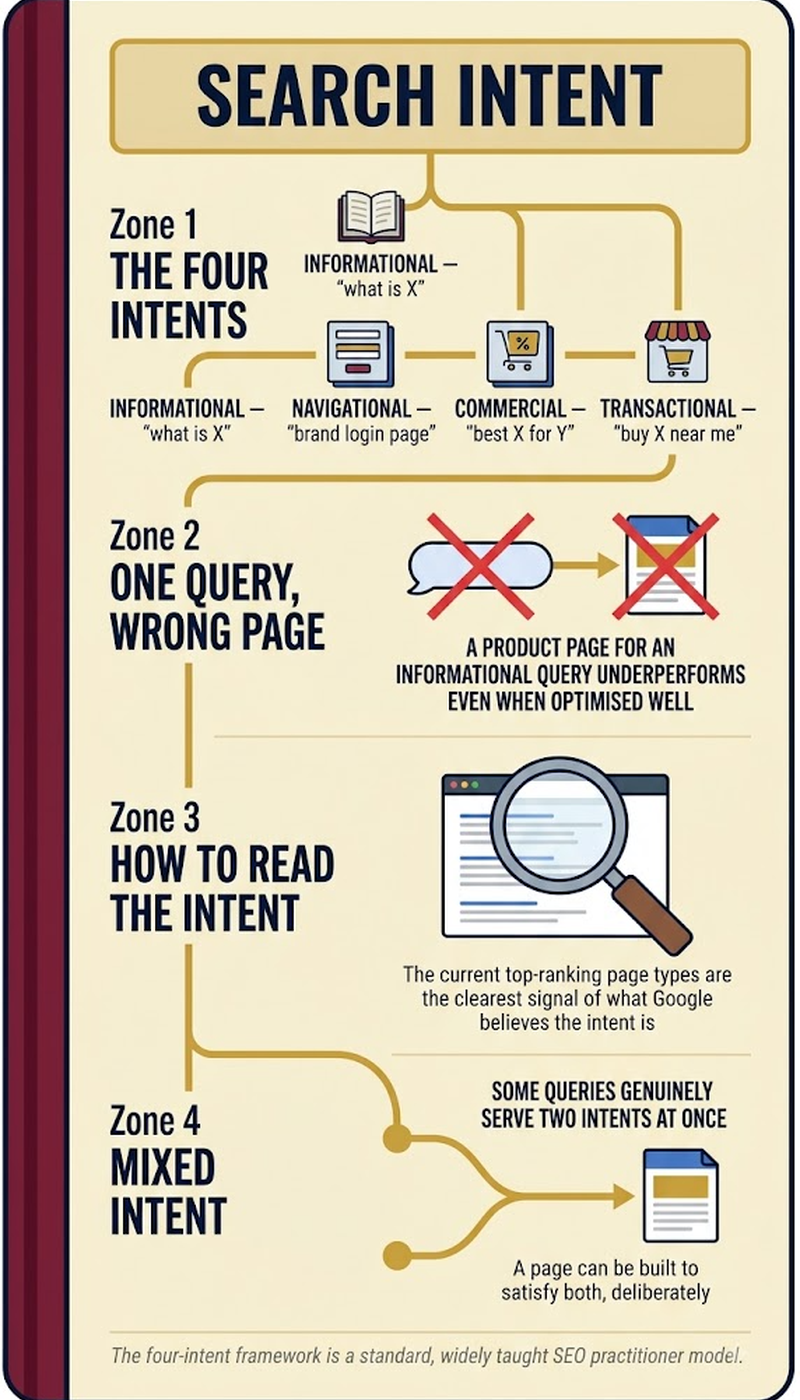 The four types of search intent: informational, navigational, commercial, and transactional