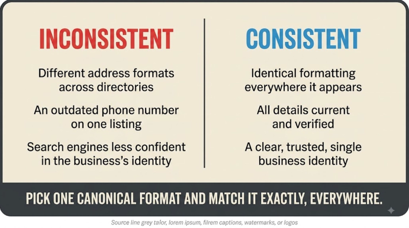 NAP Consistency: consistent vs inconsistent