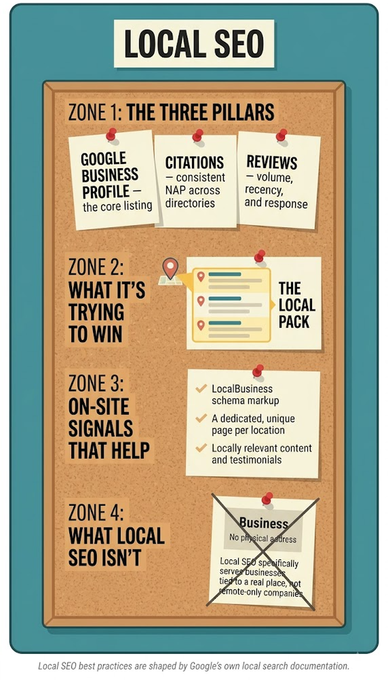 Local SEO ranking factor weights: Google Business Profile, on-page, reviews, links, behavioral, and citations