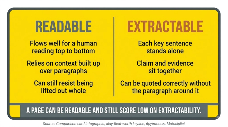Extractability: vs readability
