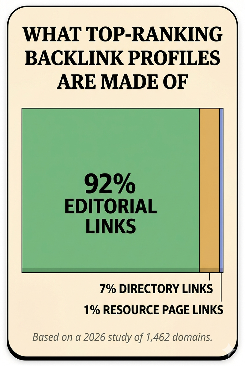 Breakdown of backlink types by acquisition method and risk/value profile