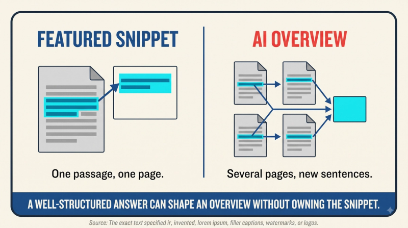 AI Overviews: vs featured snippet