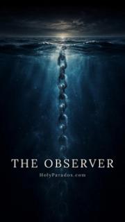 A heavy metal chain descends from the ocean surface into dark depths under a cloudy sky, with the text "The Observer" below.