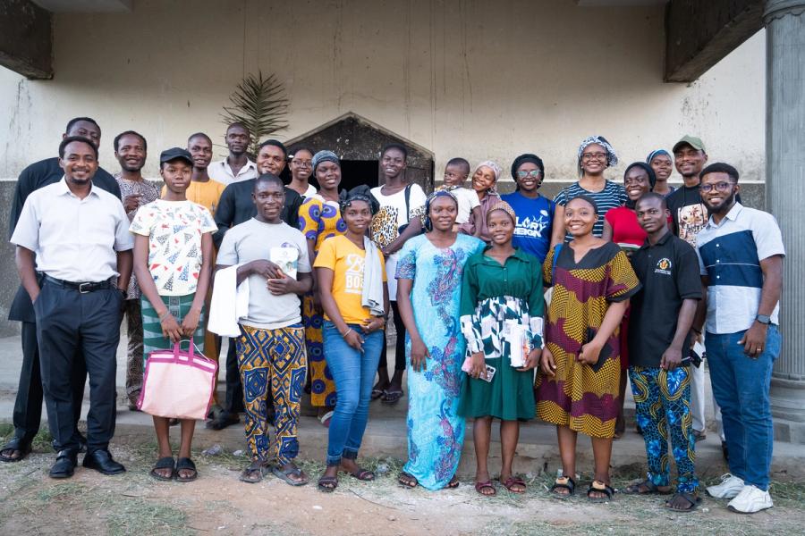 Young volunteers at the COMPART training programme in Kunyami