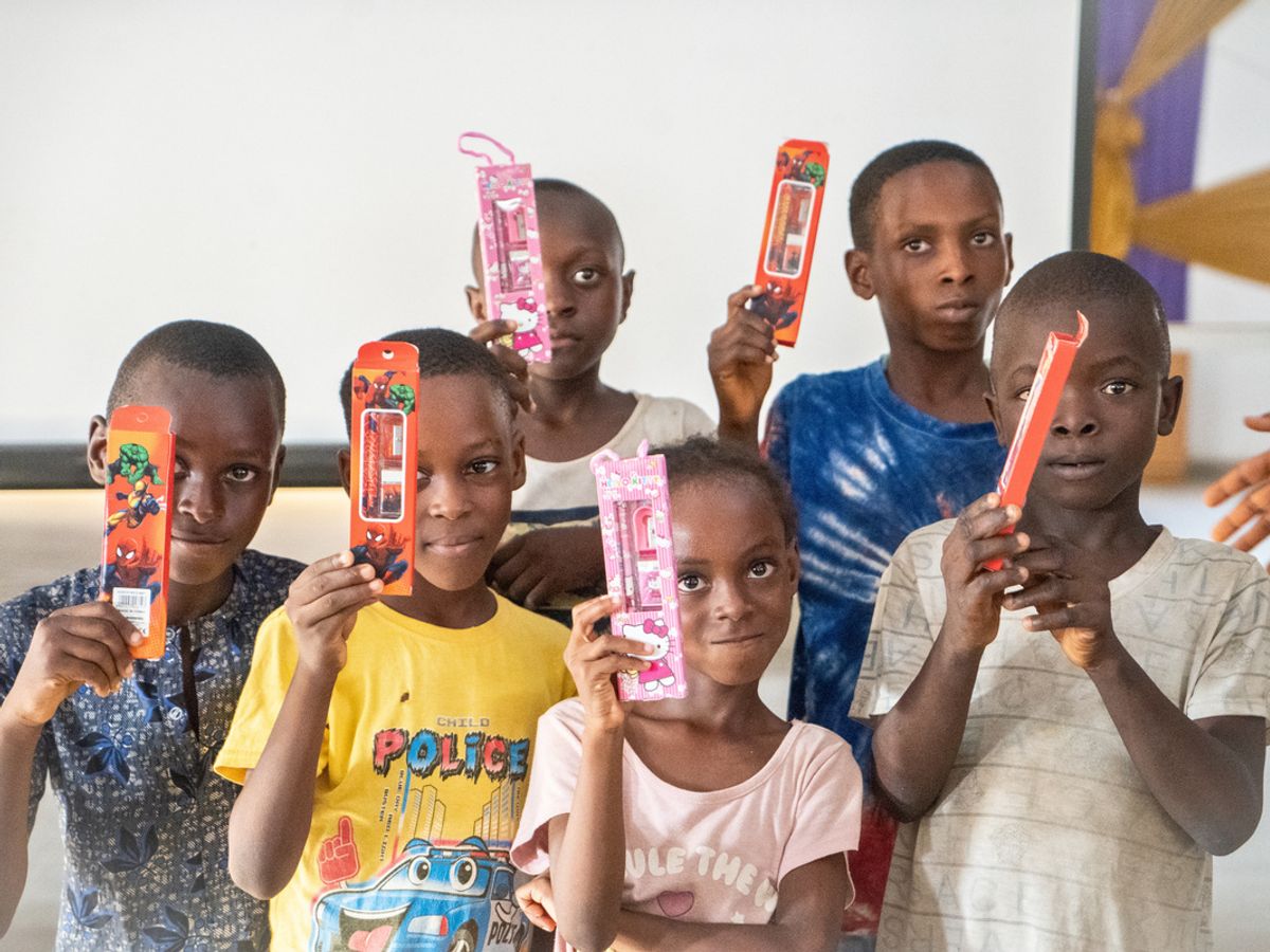 Children participating in learning activities during the Gosa Summer School