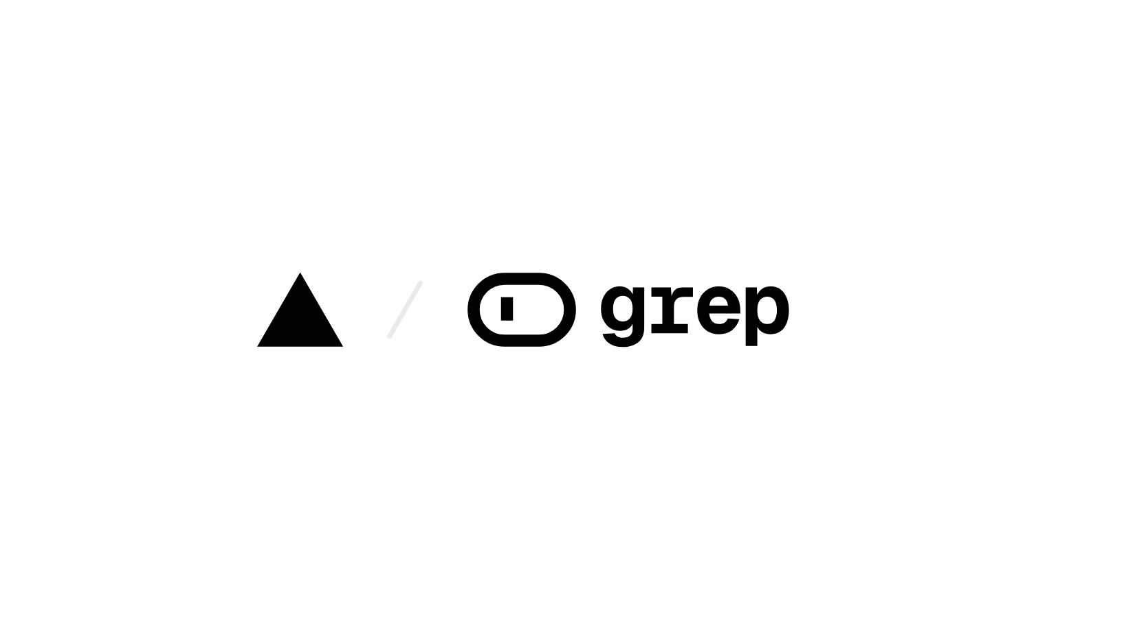 a black logo with a triangle and the word grep on a white background .