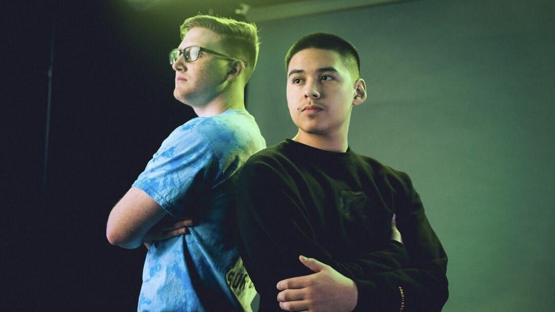 Call of Duty League players Scump and Shottzzy stand back to back for a photoshoot