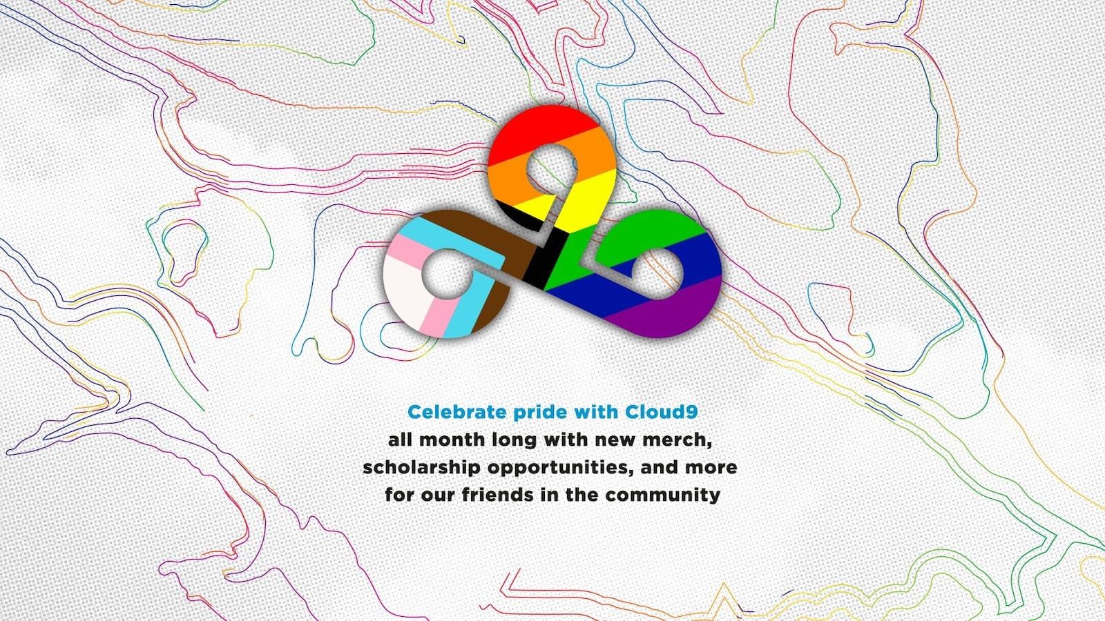 Cloud9 logo in rainbow colors set against a white background