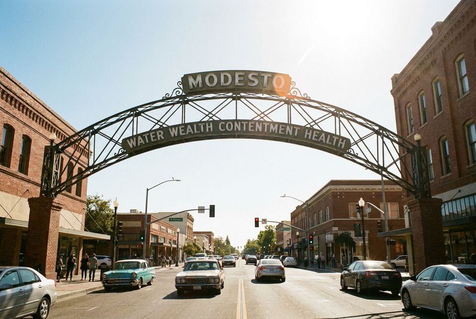 Iconic Modesto Arch in downtown