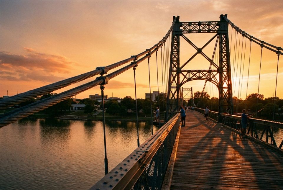 Waco Suspension Bridge over Brazos River