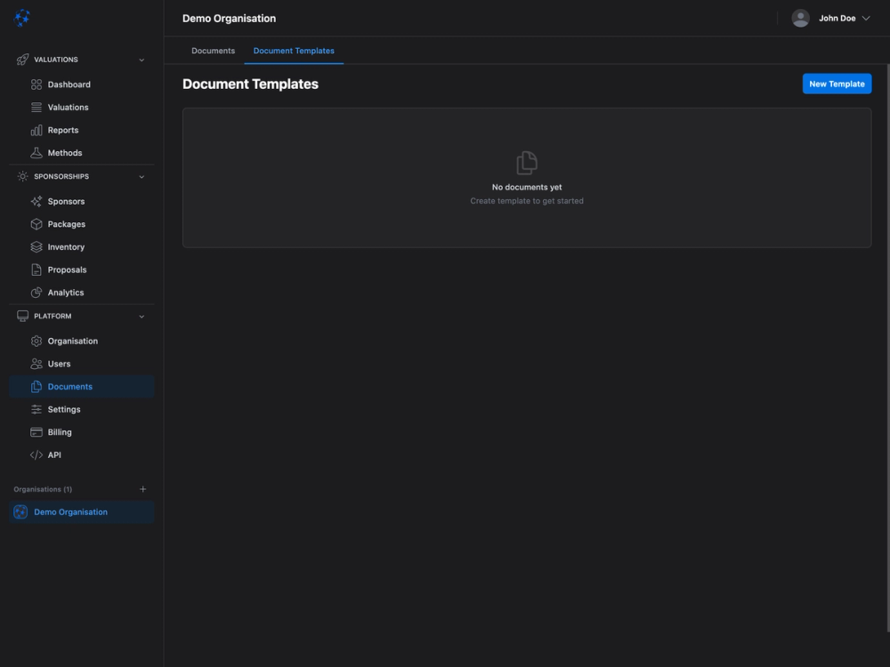 Document templates — dark mode