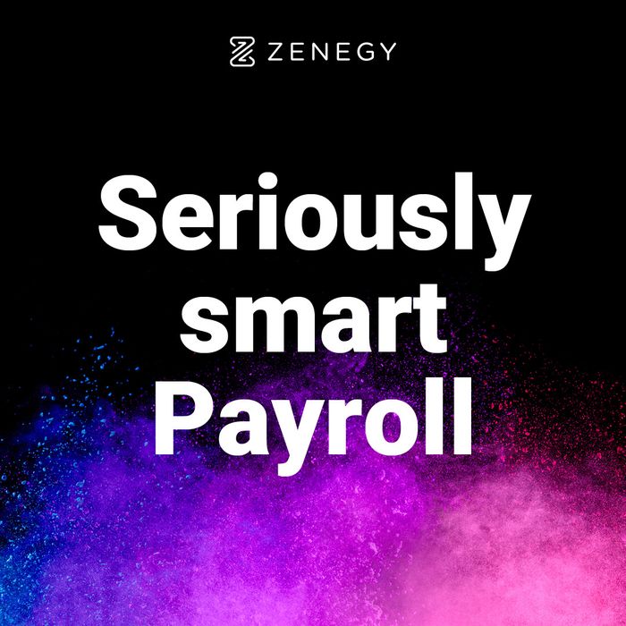 Social media motion graphic featuring vibrant gradient particles for fintech payroll platform