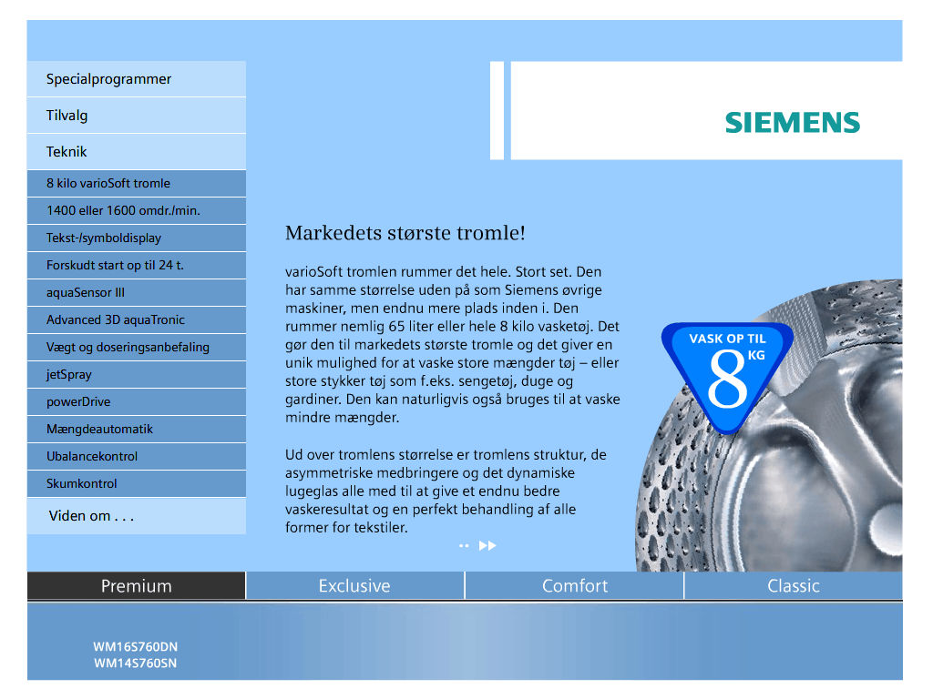 Creative direction for interactive e-learning presentation with animated product demonstration of washing machine