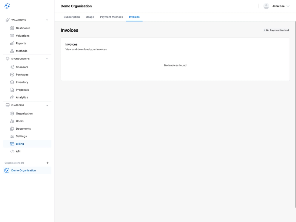 Invoices — light mode