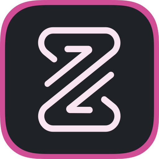 Icon design featuring geometric Z-symbol in pink and black for fintech application identity