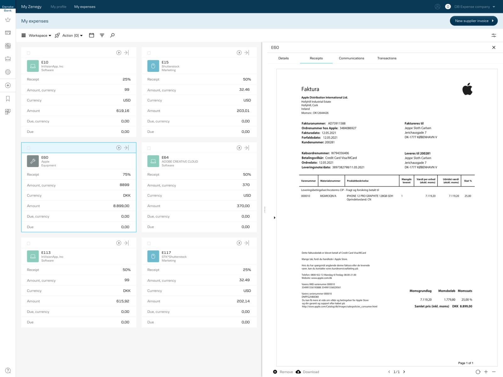 SaaS product design and expense management interface for white-label solution