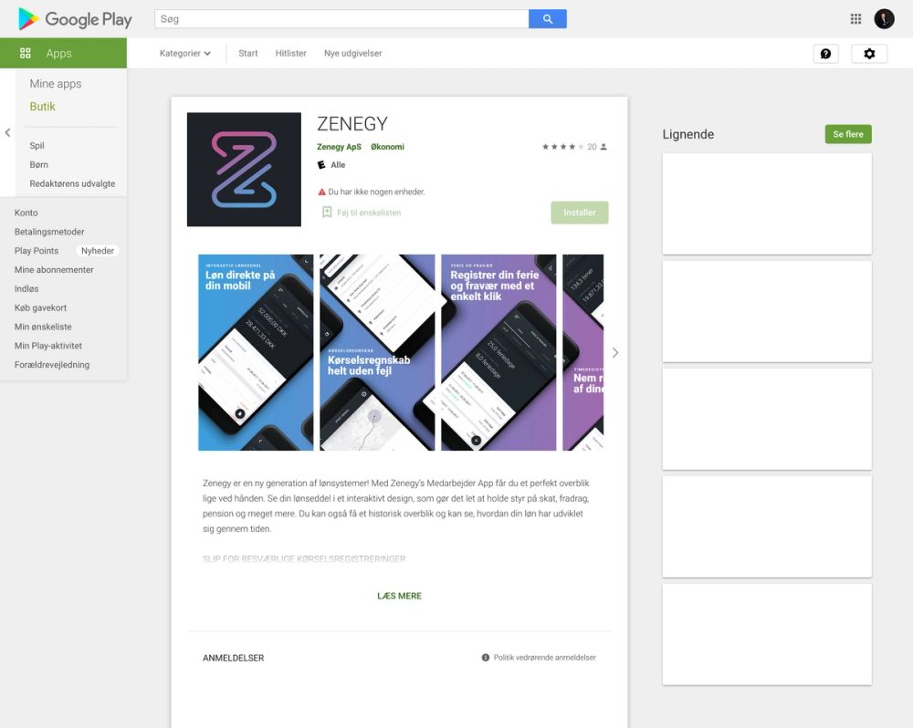 App Store branding showcasing interactive interface design for Zenegy's mobile app login screens in blue, white, and purple