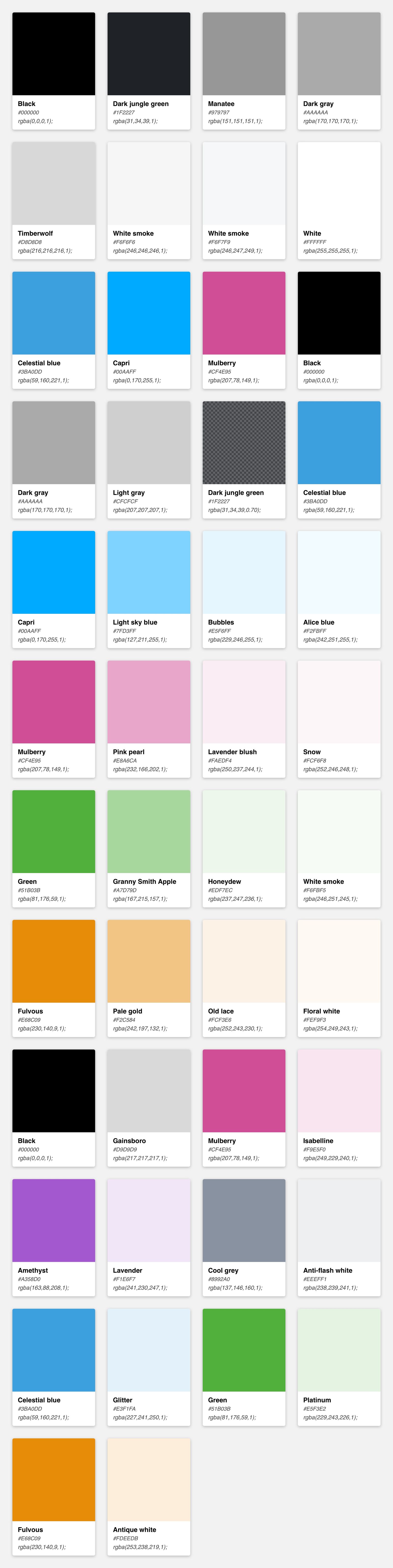 Comprehensive color palette featuring 40+ hues for fintech brand strategy and corporate identity