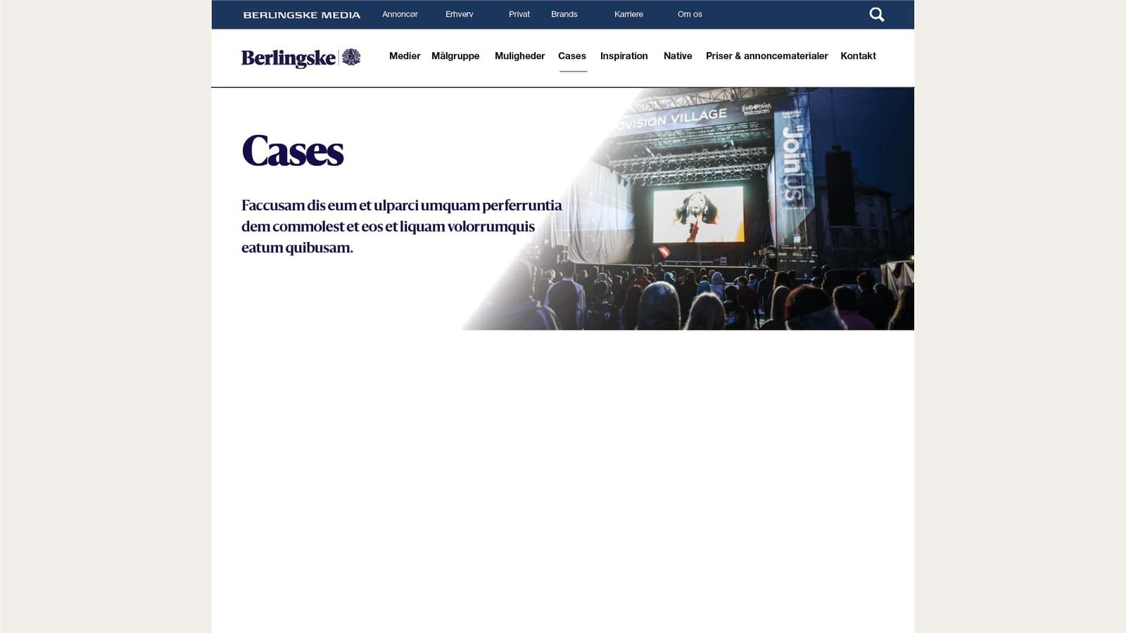 Interface design for unified media portal med navigation mellem Berlingske, B.T., Weekendavisen og MetroExpress