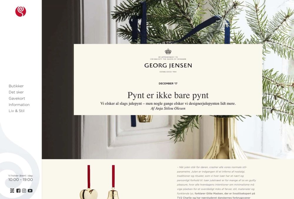 Article design featuring festive typography and ornamental baubles in minimalist holiday aesthetic