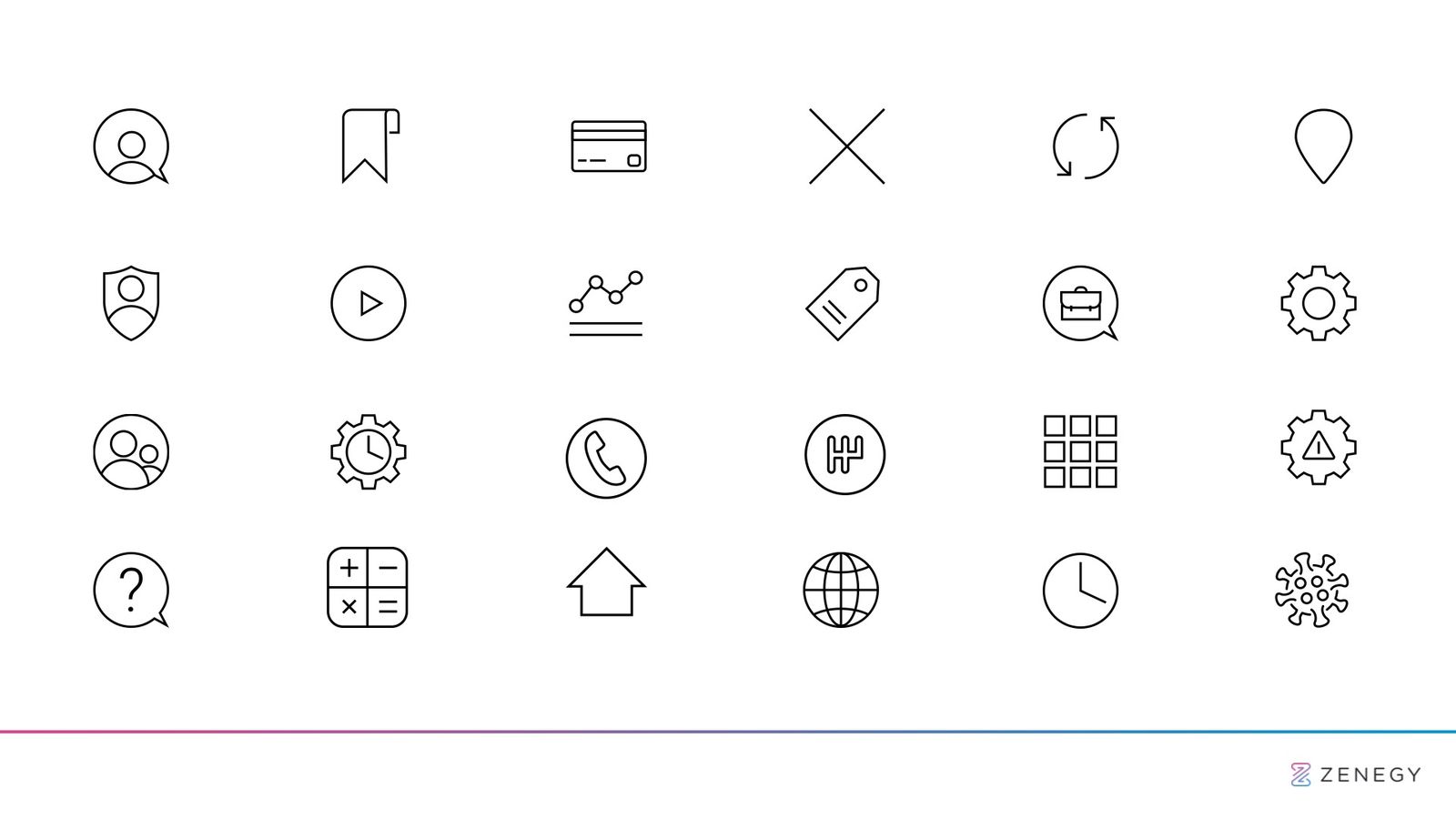 Design system featuring 24 custom icons for financial software presentations and marketing collateral
