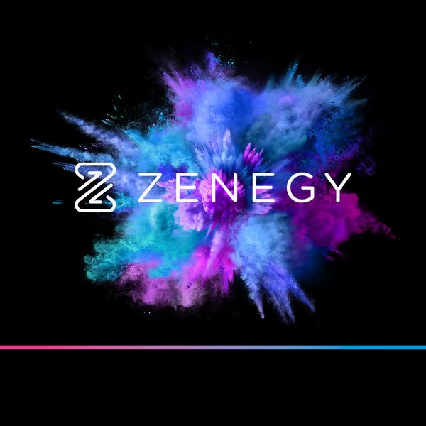 Explosive color burst advertisement featuring vibrant blue, purple and cyan tones for fintech brand identity