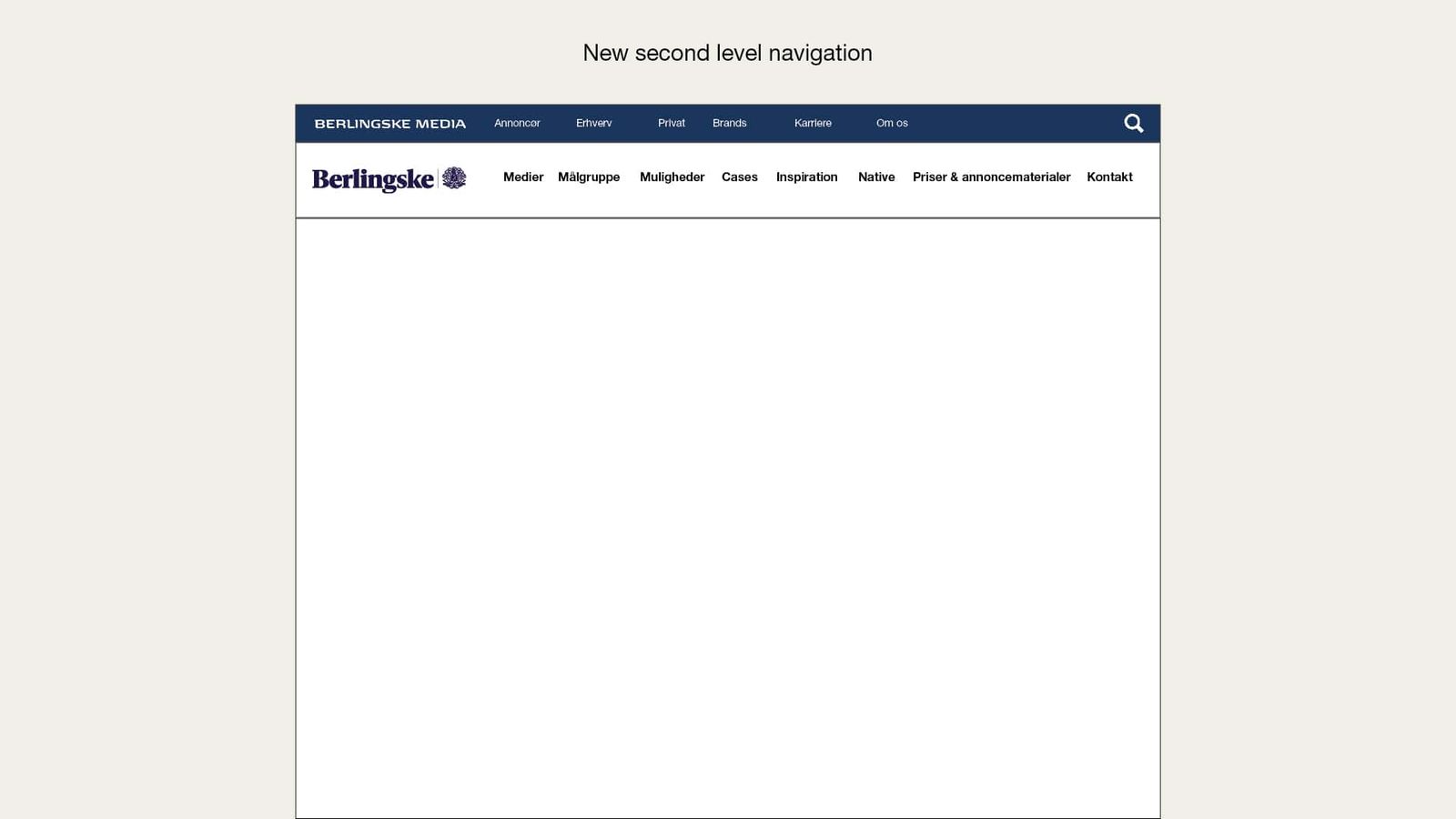 Unified portal interface med second level navigation across Berlingske's mediebrands