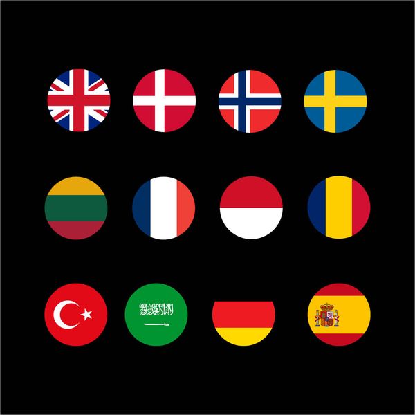 Carousel ad creative with flag icons for social media showcasing international financial brand identity