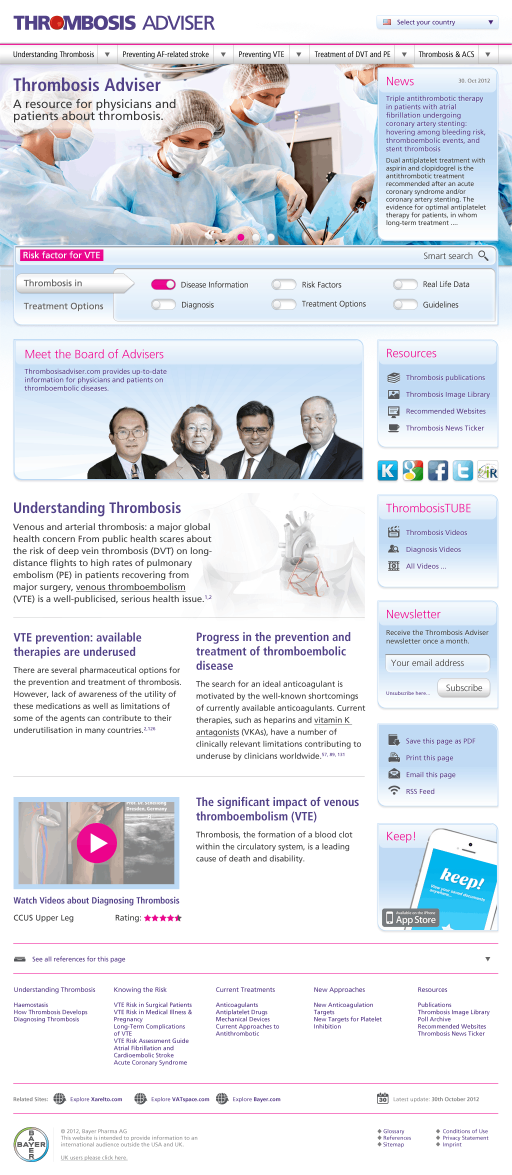 Dashboard interface for medicinsk vejledning om trombose med risikokalkulatorer og personaliseret indhold