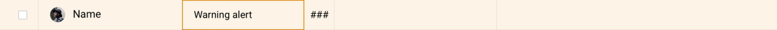 Warning alert interface showing selected state with checkbox and label field