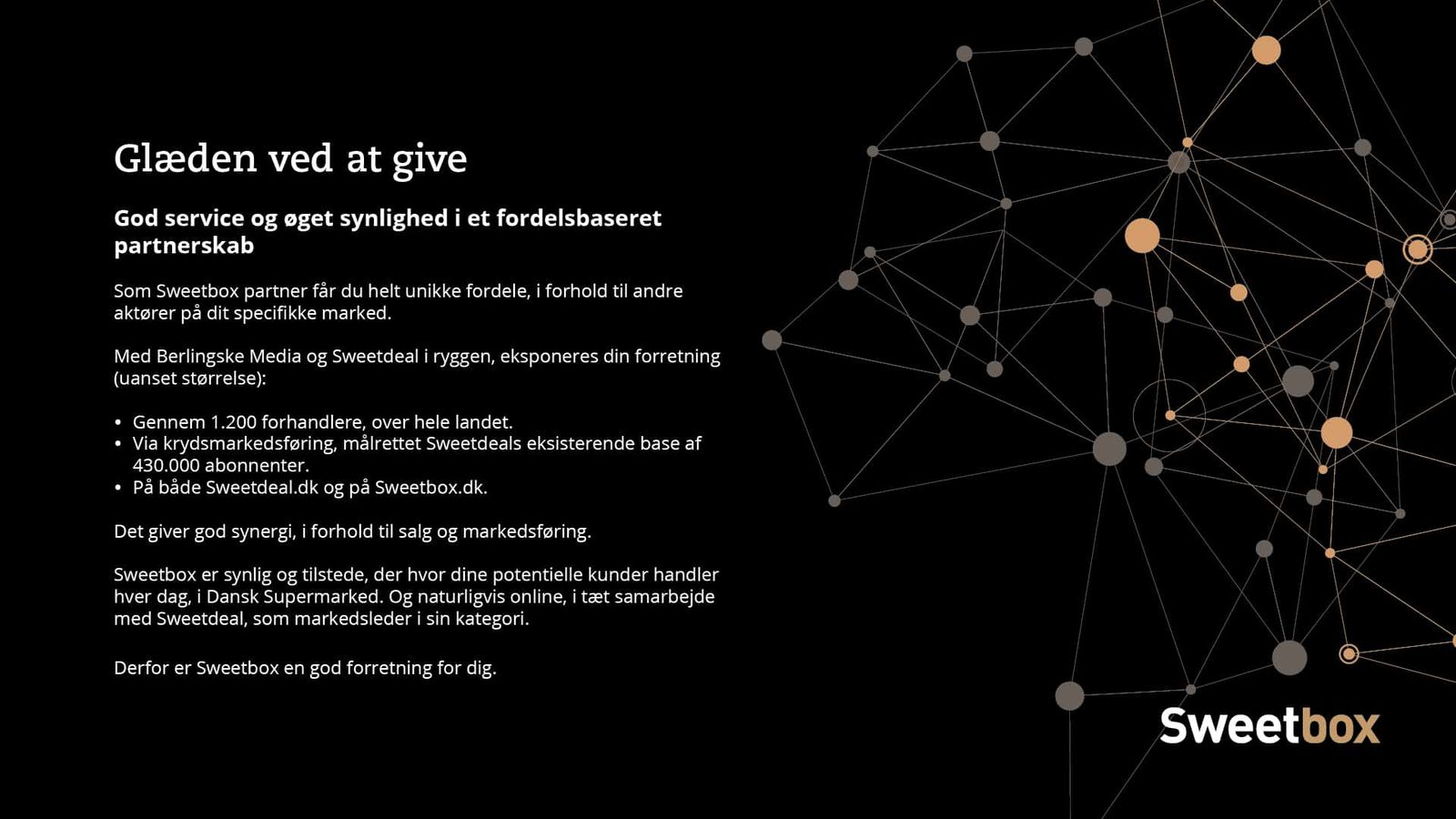 Præsentation med netværksgrafik, typografi og farvepalette