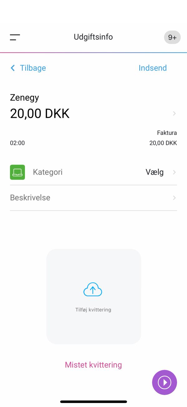 UI-design til udgiftsinformation med kvitteringsupload i fintech-applikation