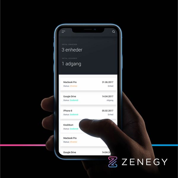 Promotional mobile interface displaying transaction list with financial app branding and status indicators