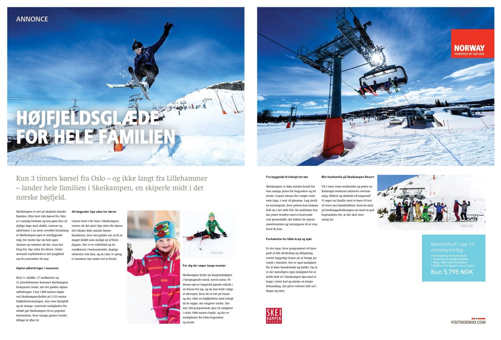 Art direction til vinterkampagne viser skiløber i aktion på snødækket bakke med lift i baggrund