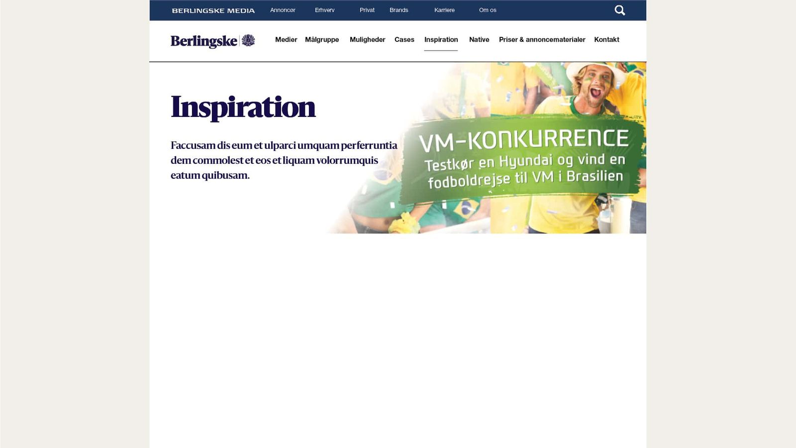 Inspiration-sektion med brugerflade design og visuel hierarki til annonceportal med kampagnebanner