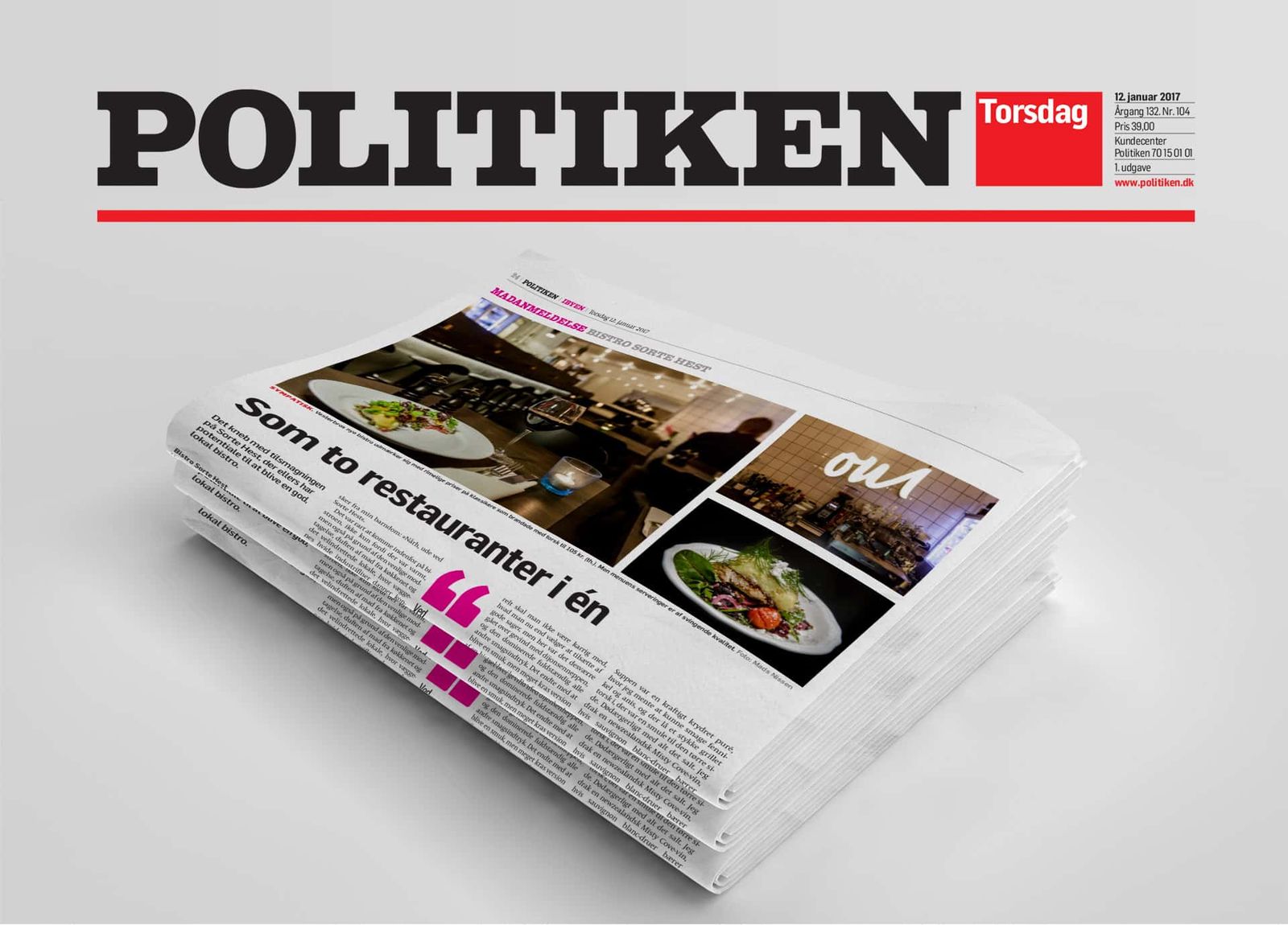 Integrated marketing kampagne med anmeldelse i Politiken Torsdag og fotografering af retter fra fransk bistro