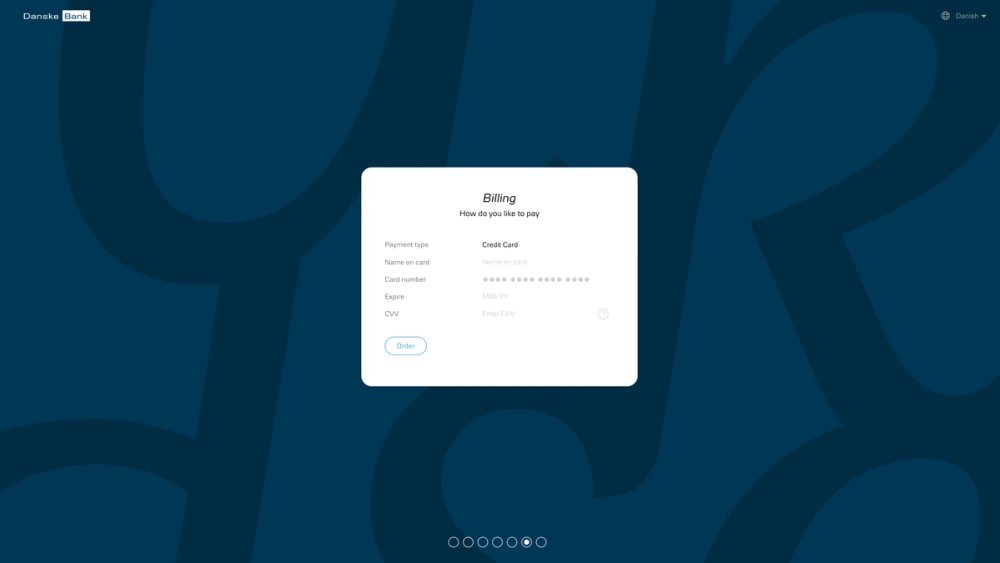 Payment interface design for onboarding flow in white-label solution