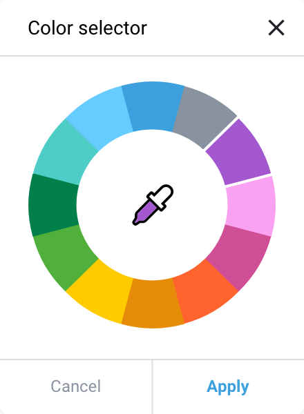 Farvevælger-interface med cirkulært farvepalet til produktdesign og brugergrænseflade