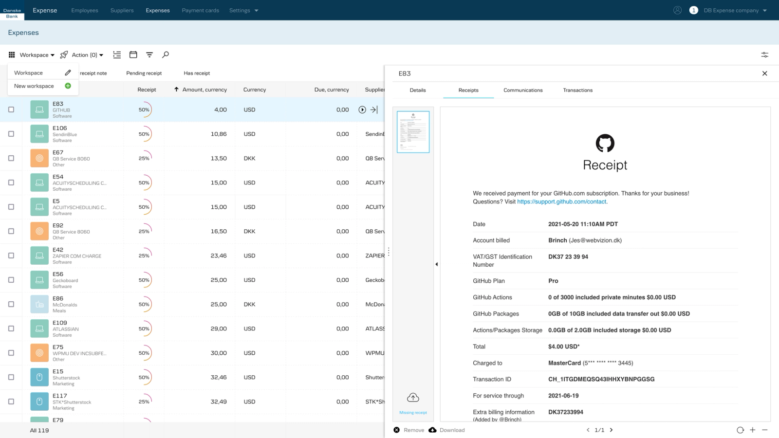 SaaS product design featuring intelligent expense management interface