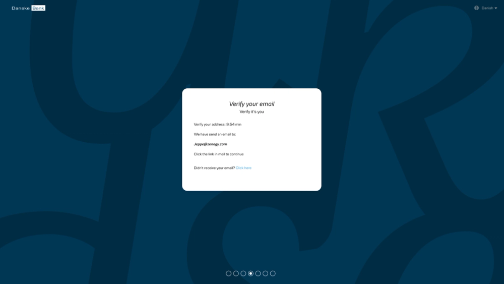 UX design of email verification interface for financial product