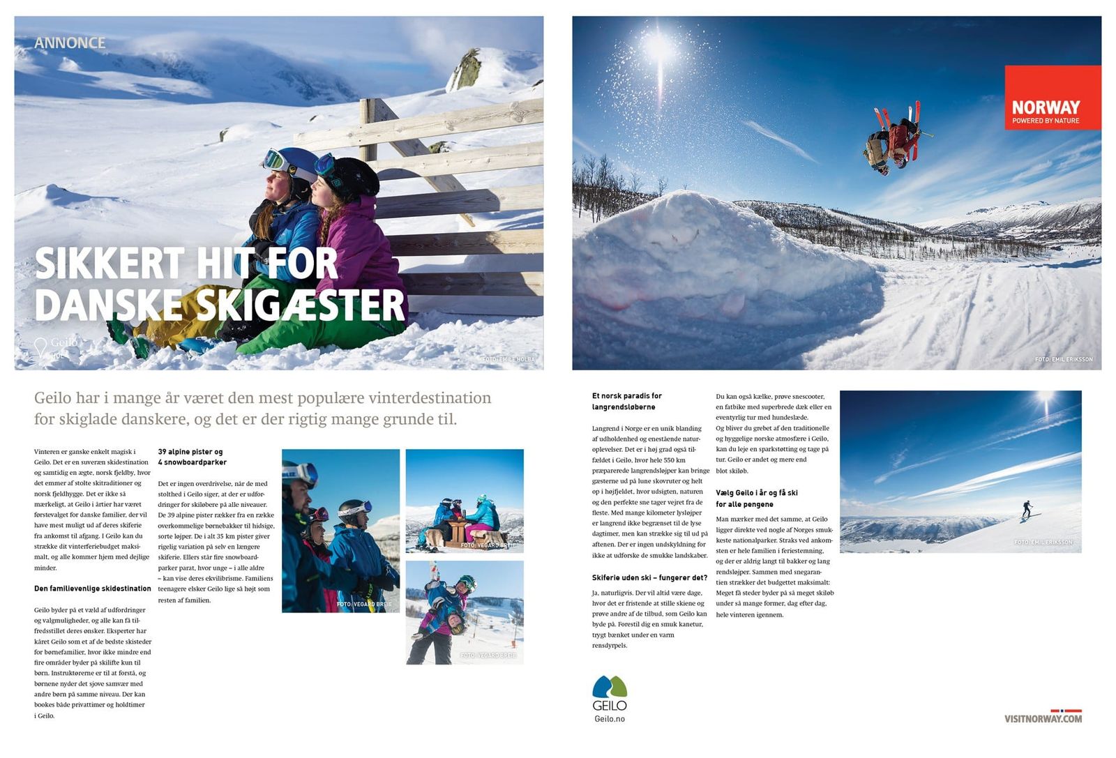 Integreret vinterkampagne med creative direction og art direction for nordisk skirejsedestination
