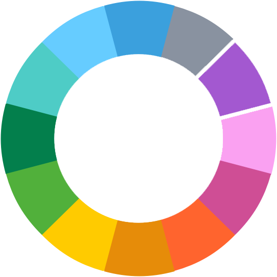 Color palette showing 12 vibrant hues from Zenegy's corporate visual identity system