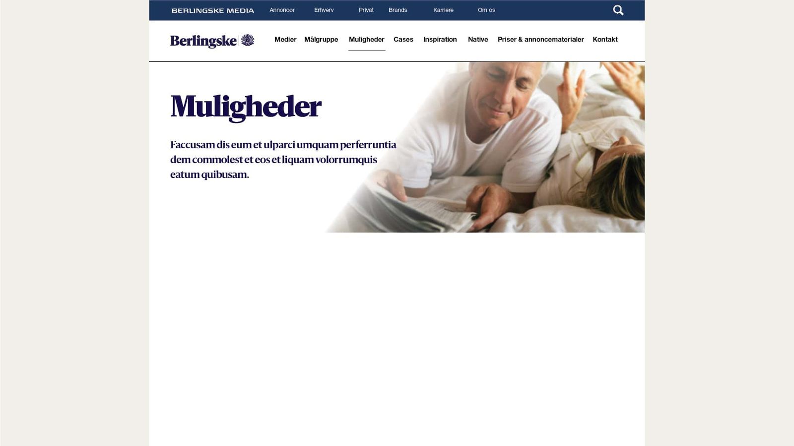Brugerflade design til annonceportal med navigationsstruktur på tværs af Berlingske, B.T., Weekendavisen og MetroExpress MX