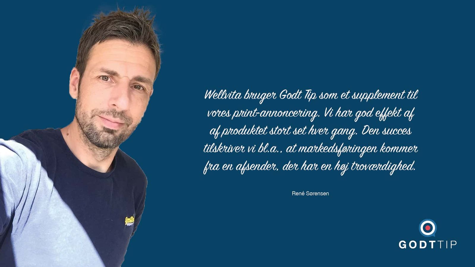 Testimonial card featuring portrait photography and quote typography for email marketing