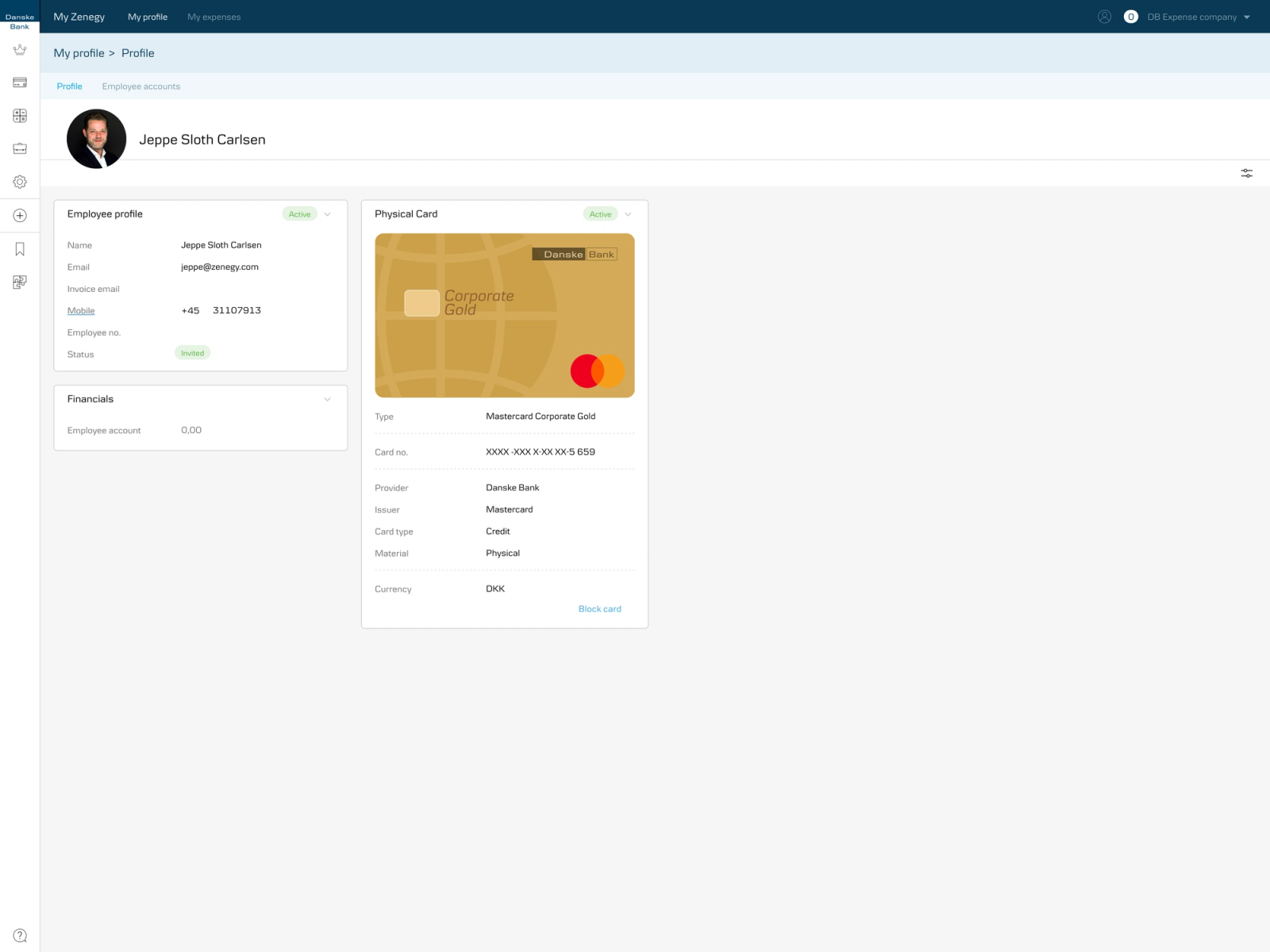 Product design interface for expense management solution