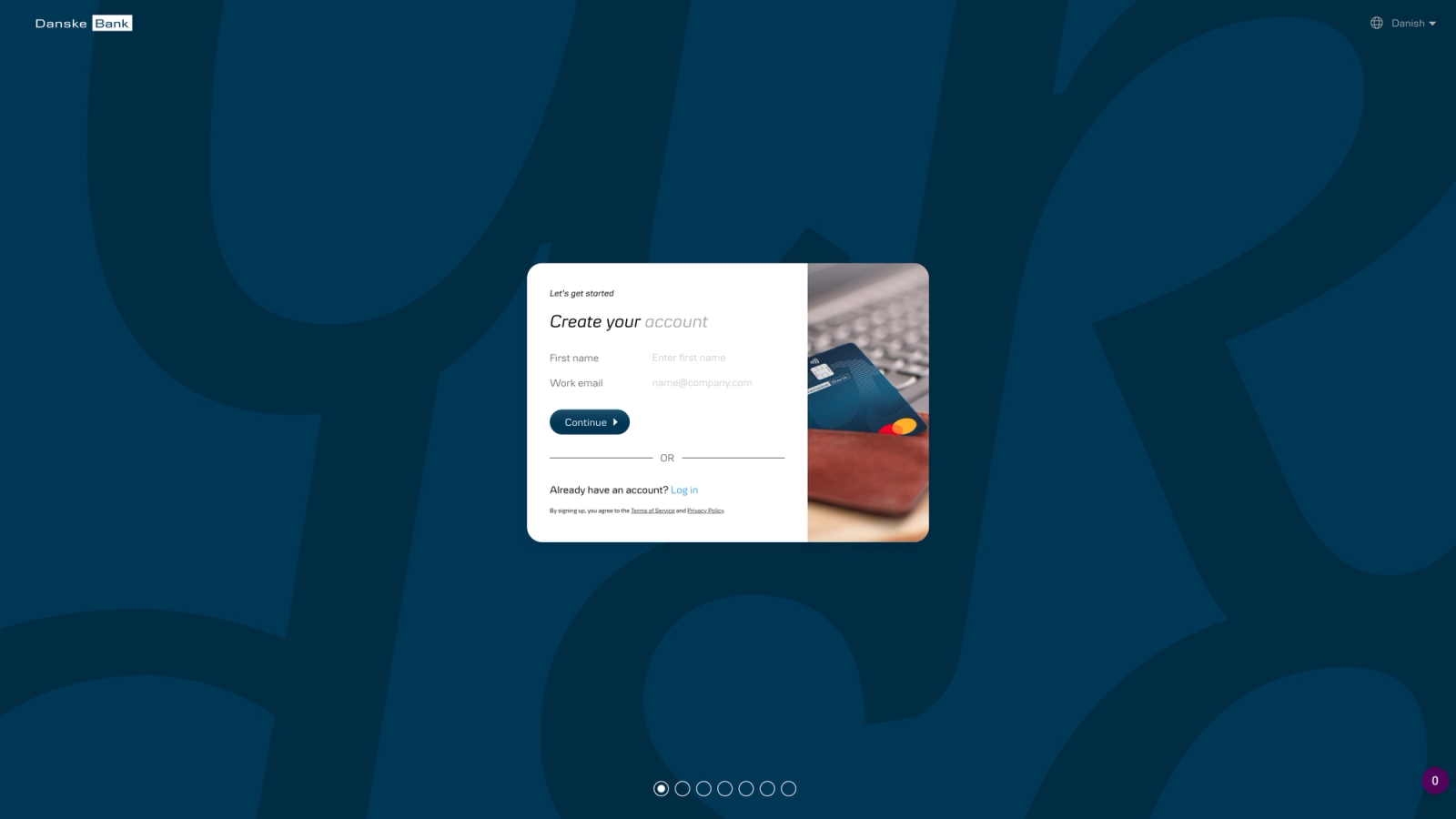 Product design interface for account creation in financial app