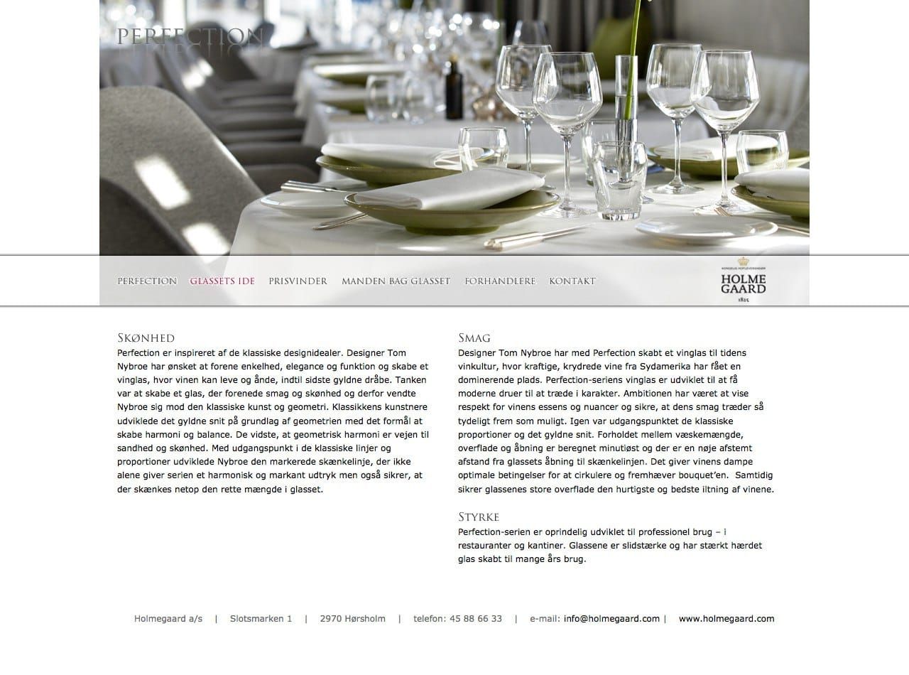 Product website UI showcases elegant table setting with white dinnerware, glassware and cutlery for professional dining