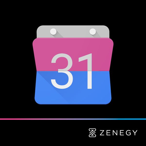 Calendar icon in pink and blue for Zenegy social media advertising campaign
