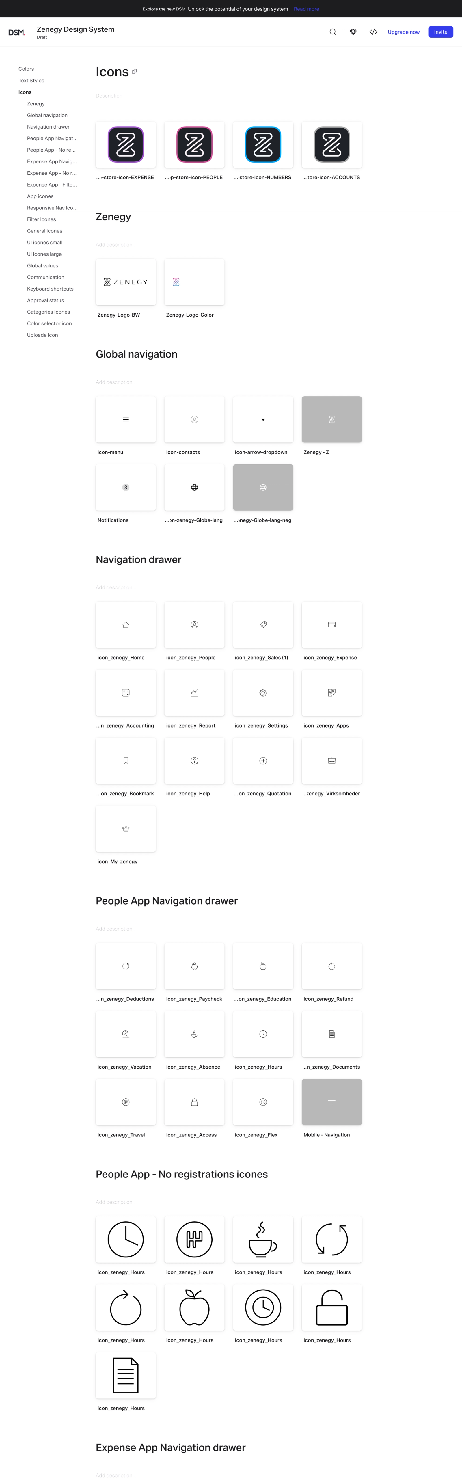 Design system showcasing icon set, logo variations and navigation patterns for fintech